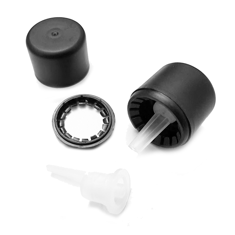 Tapón negro con gotero para botella vidrio din18