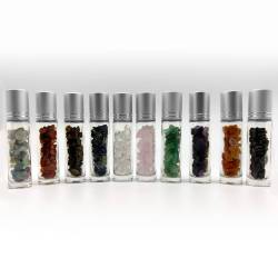 Bottiglie Roll-On con Pietre Energetiche Naturali per Oli Essenziali