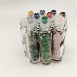 Frascos Roll-On com Pedras de Energia Natural para Óleos Essenciais