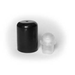 Rollon de vidrio, con tapón negro para botellas 10/30 ml DIN18