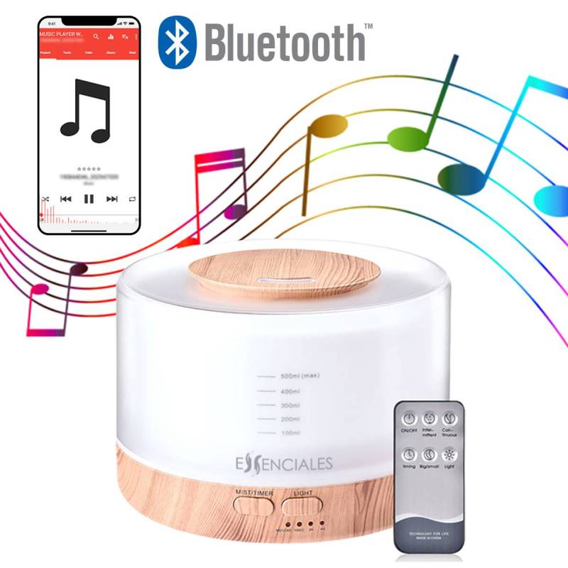 Difusor de óleos essenciais com luz e áudio Bluetooth - ESSENSEI