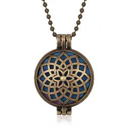 Collier diffuseur pendentif Médaillon Fleur de Lotus aromathérapie| Essenciales.com