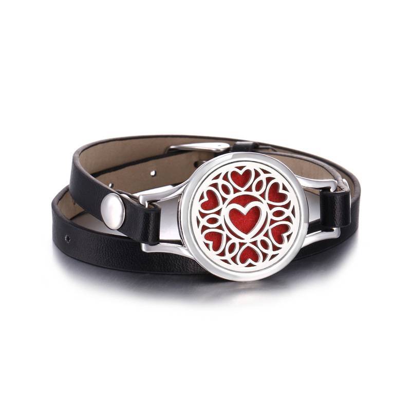 Aromatherapy Locket Bracelet - Hearts Design - Long Strap