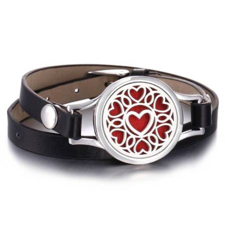 Aromatherapy Locket Bracelet - Hearts Design - Long Strap