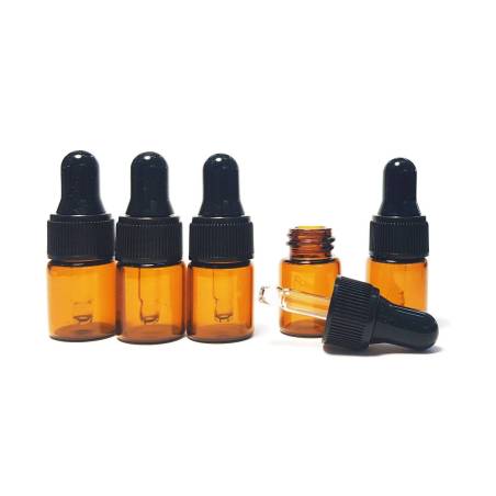 Botella vial 2 ml vidrio ámbar tapón pipeta (pack 5 unidades)