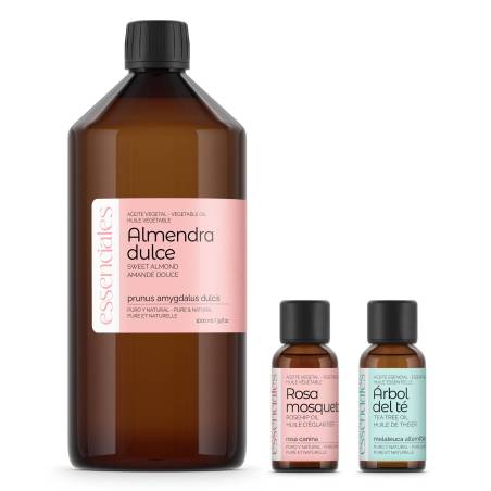 Aceite de almendra litro, Rosa de mosqueta y Árbol del té australiano.