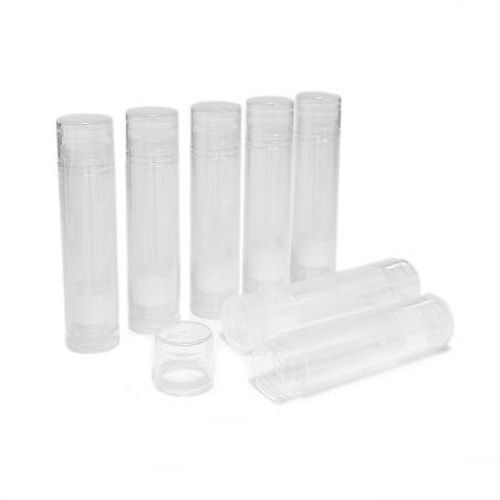 Tubes de rouge à lèvres vides, transparents, pack de 7 unités.