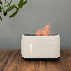 Difusor de aceites esenciales con efecto llama EssenVesta, color blanco.