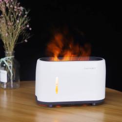 Difusor de aceites esenciales con efecto llama, modelo EssenVesta, color blanco.