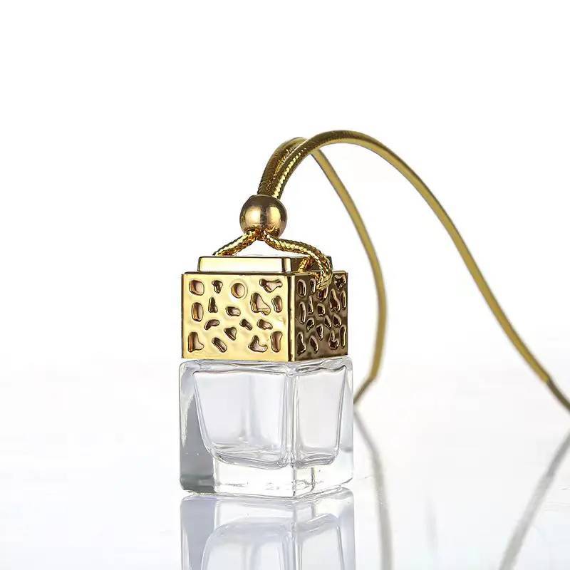 Car Air Freshener Bottle - Gold, Black & Silver Design
