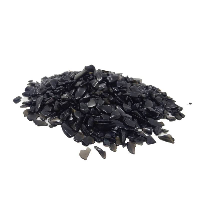 Gravilla pulida de cristal obsidiana negra, 80g. Ideal aromaterapia, roll-on, sanación, etc.
