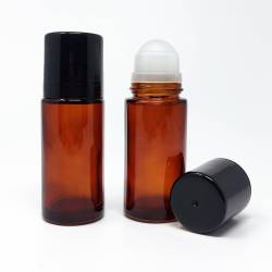 Bouteilles roll-on 50 ml en verre ambré avec bouchon à vis