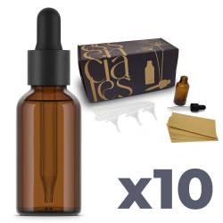 Bottiglia vetro ambra 30ml - Tappo pipetta - Confezione da 10