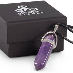 Collana di pietra di Ametista naturale. Pietra energetica curativa e amuleto protettivo.