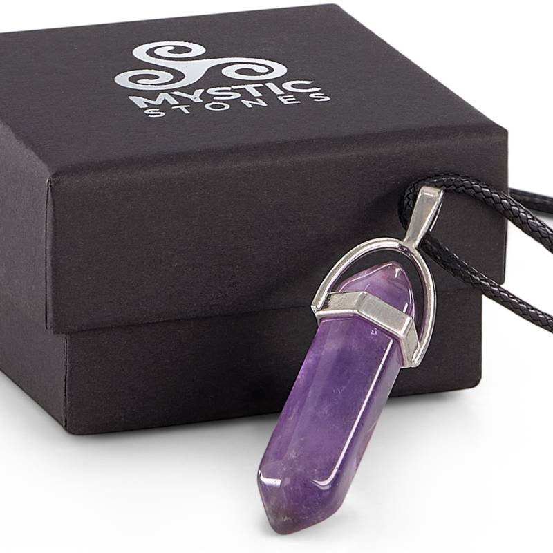 Collana di pietra di Ametista naturale. Pietra energetica curativa e amuleto protettivo.