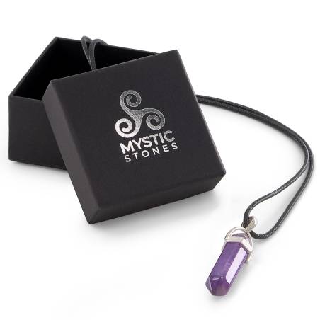 Collar de piedra de Amatista natural. Piedra energética sanadora y amuleto protector.