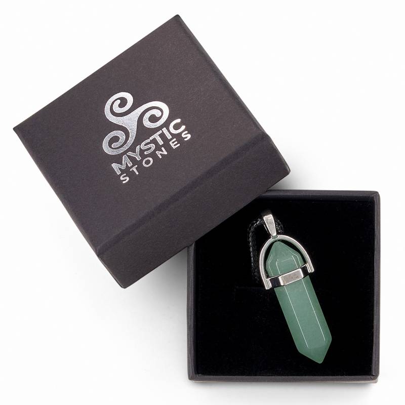 Green Aventurine natural stone pendant. Healing energy stones.