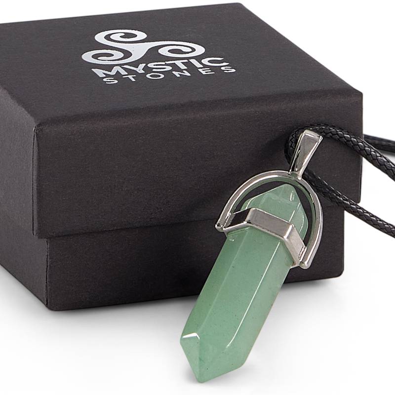 Green Aventurine natural stone pendant. Healing energy stones.