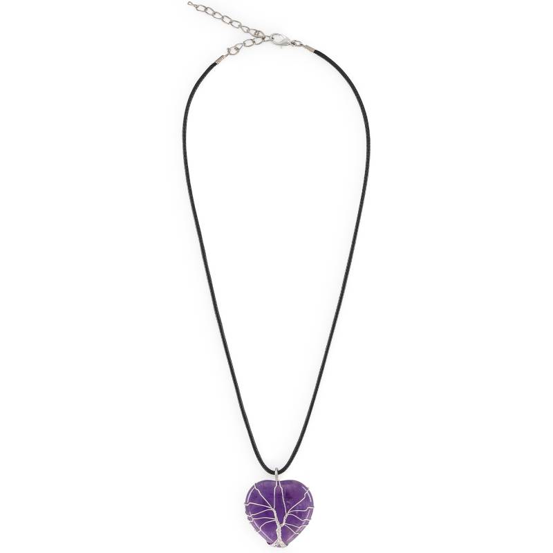Colgante Corazón Amatista, piedra natural energética, amuleto protector y sanador.