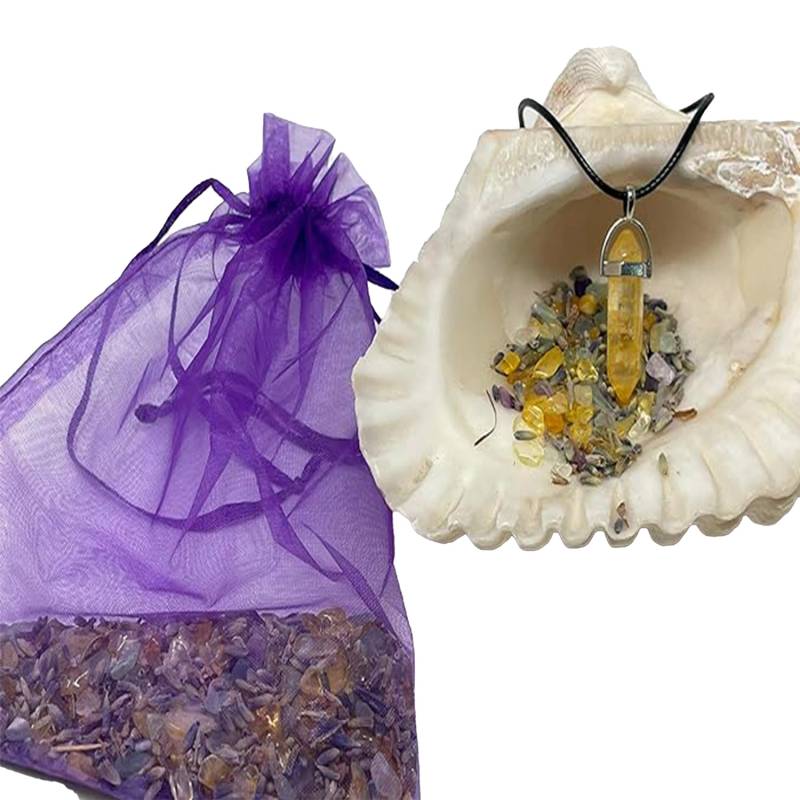 Presented in a black box. Includes a pouch with healing crystals.