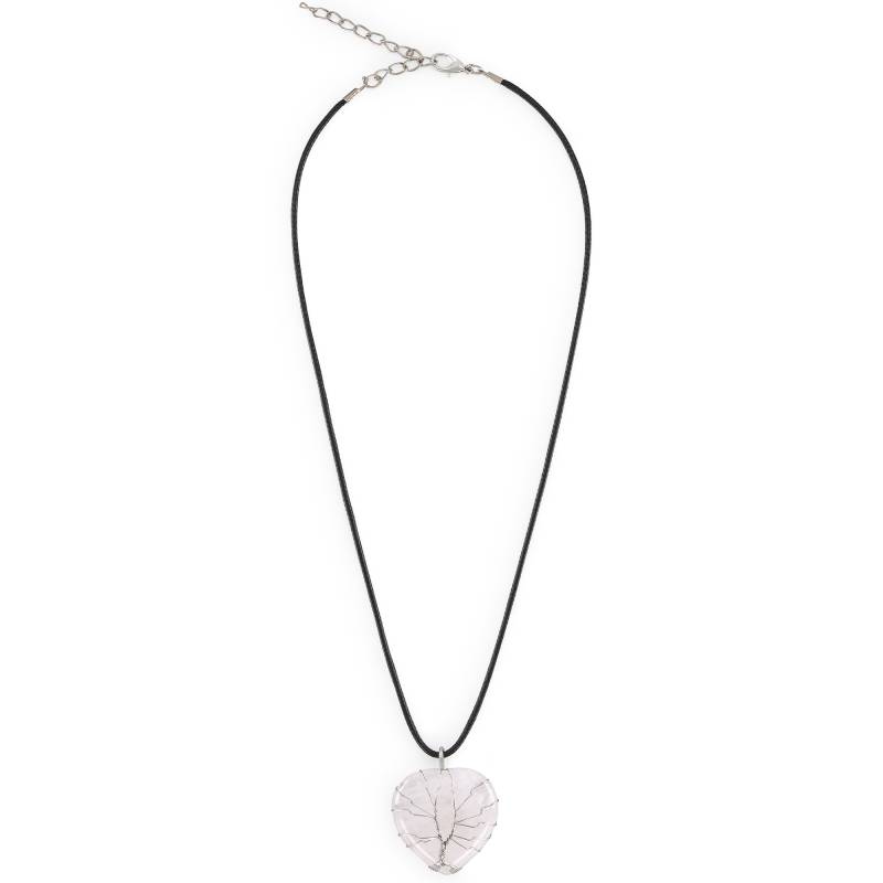 White Quartz Heart Pendant, natural energy stone, protective and healing amulet.
