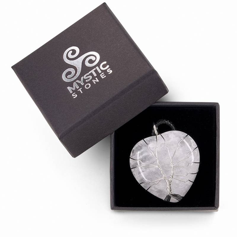 White Quartz Heart Pendant, natural energy stone, protective and healing amulet.