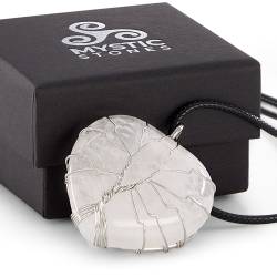 White Quartz Heart Pendant, natural energy stone, protective and healing amulet.