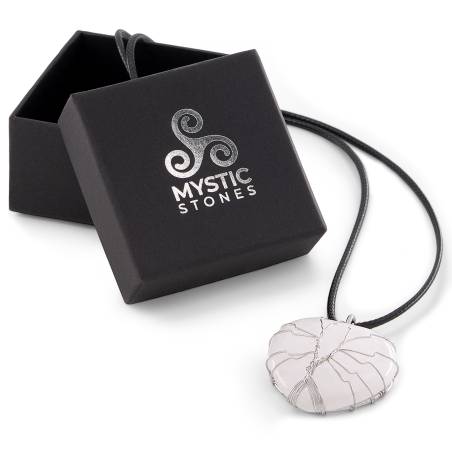 White Quartz Heart Pendant, natural energy stone, protective and healing amulet.