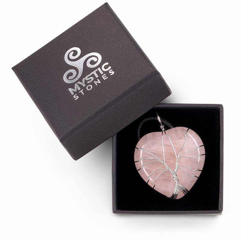Colgante Corazón Cuarzo Rosa, refuerza el amor y la autoestima.