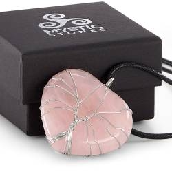 Colgante Corazón Cuarzo Rosa, refuerza el amor y la autoestima.