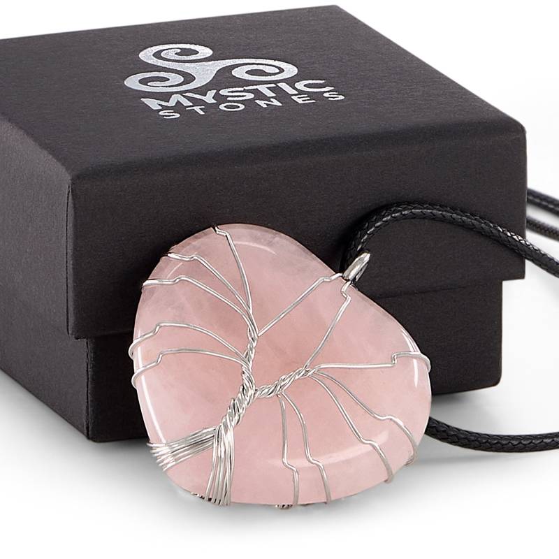 Rose Quartz Heart Pendant, natural energy stone, true love and self-steem amulet.