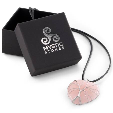 Rose Quartz Heart Pendant, natural energy stone, true love and self-steem amulet.