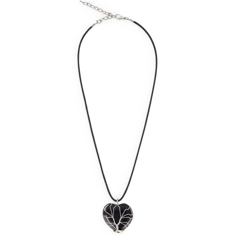 Colar Coração Obsidiana Negra