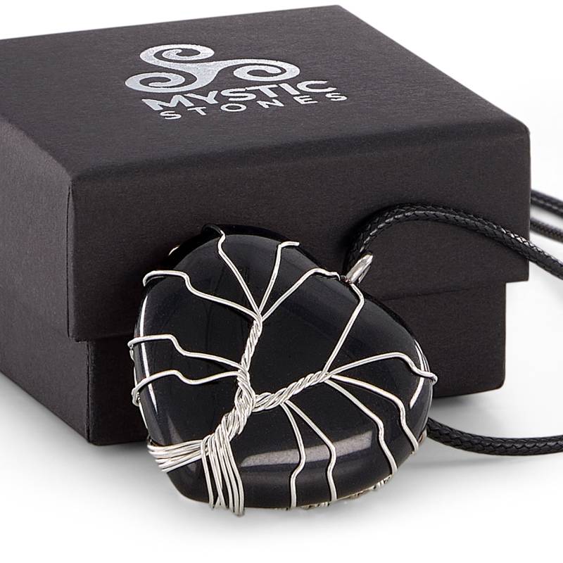 Colar Coração Obsidiana Negra