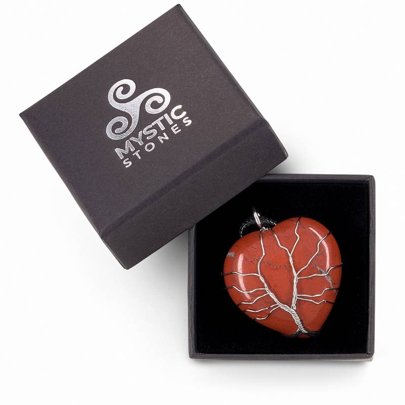 Colar Coração Jaspe Vermelho, pedra energética natural: desbloqueador, foco e autoestima!