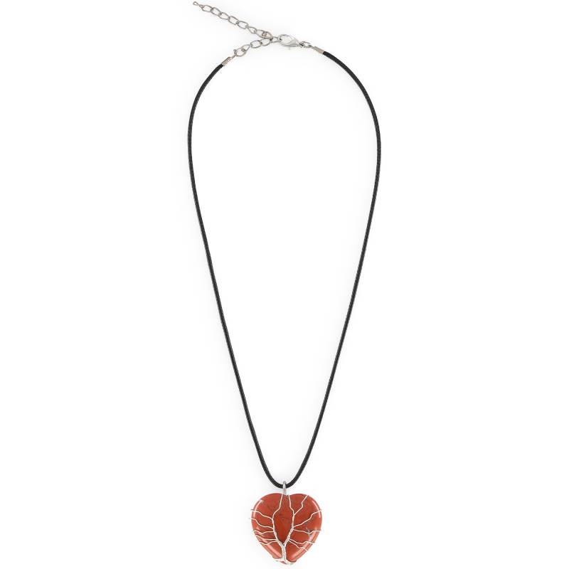 Colar Coração Jaspe Vermelho, pedra energética natural: desbloqueador, foco e autoestima!