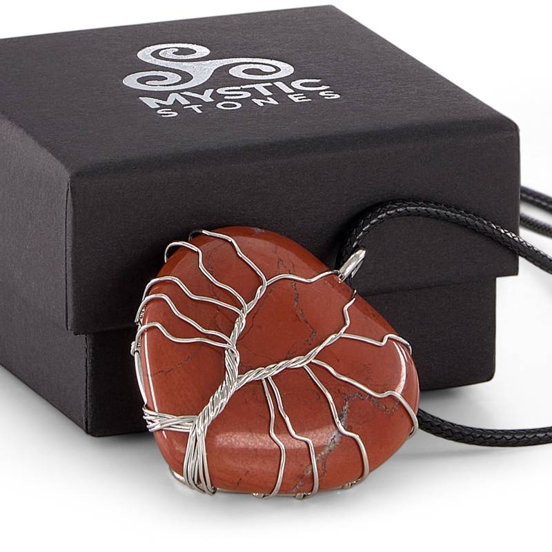 Colar Coração Jaspe Vermelho, pedra energética natural: desbloqueador, foco e autoestima!