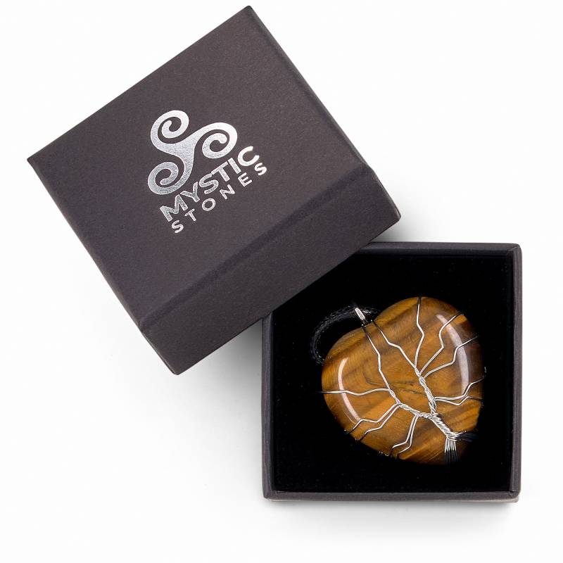 Colgante Corazón Ojo de Tigre, piedra sanadora que aporta coraje, control emocional y resiliencia.