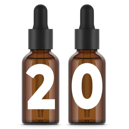 Bottiglie in vetro ambrato da 30 ml con pipetta x20 unità. Alta qualità.