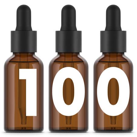 Bernsteinfarbene Glasflaschen 30 ml mit Pipette x100 Einheiten. Hohe Qualität.