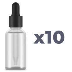 Bouteilles en verre dépoli / givré 30 ml avec pipette x10 unités. Haute qualité.