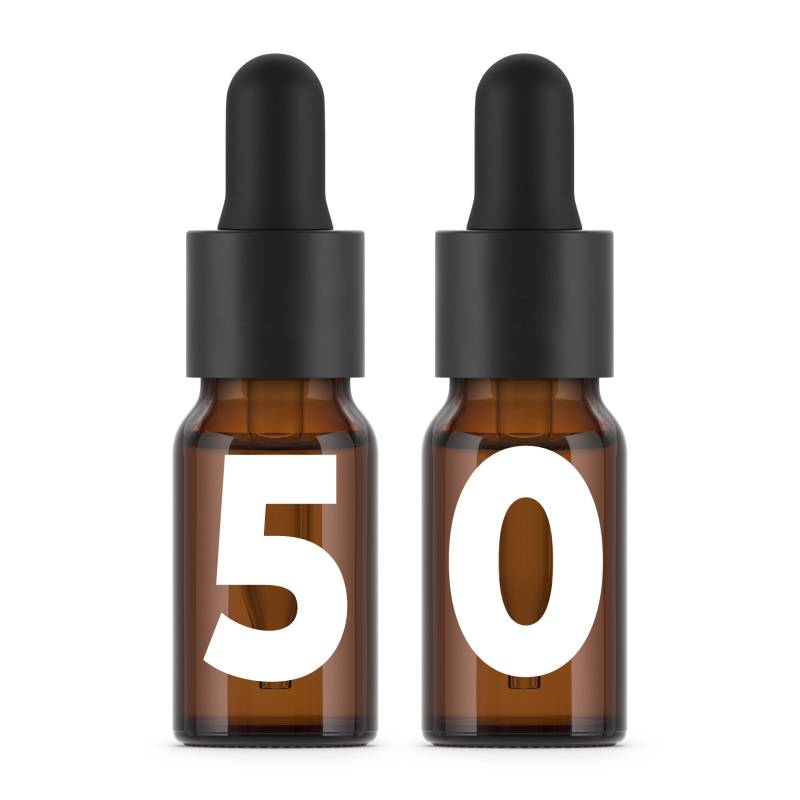 Bouteilles en verre ambré 10 ml avec pipette x50 unités. Haute qualité.