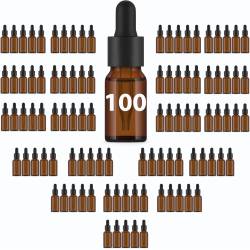 Botellas vidrio ámbar 10 ml con pipeta x100 unidades. Alta calidad.