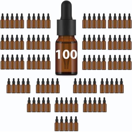 10ml Amber Glass Bottle Pack + Pipette Dropper Cap (100 sets)