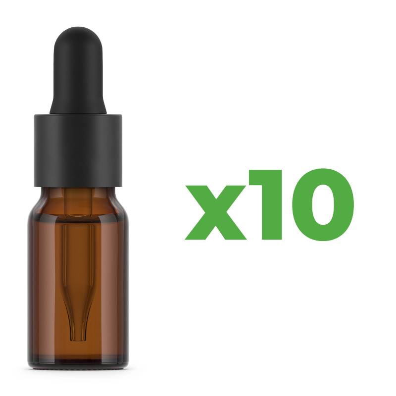 Botellas de vidro âmbar 10 ml com pipeta x10 unidades. Alta qualidade.