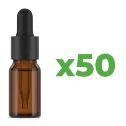 10ml Amber Glass Bottle + Pipette Dropper Cap - 50 sets