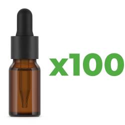 10ml Amber Glass Bottle + Pipette Dropper Cap - 100 sets