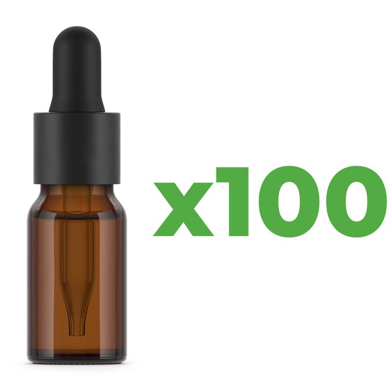 Bouteilles en verre ambré 10 ml avec pipette x100 unités. Haute qualité.