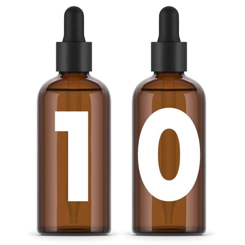 Bouteille en verre ambré 100ml - Bouchon pipette - Pack de 10