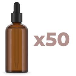 Bouteille en verre ambré 100ml - Bouchon pipette - Pack de 50